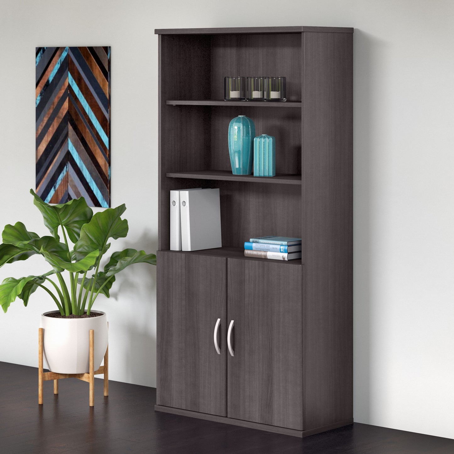 Bush Business Furniture Studio C 5 Shelf Bookcase with Doors
