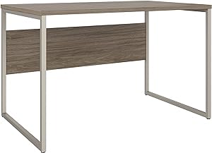 Bush Business Furniture Hybrid 48W x 24D Computer Table Desk with Metal Legs in Modern Hickory