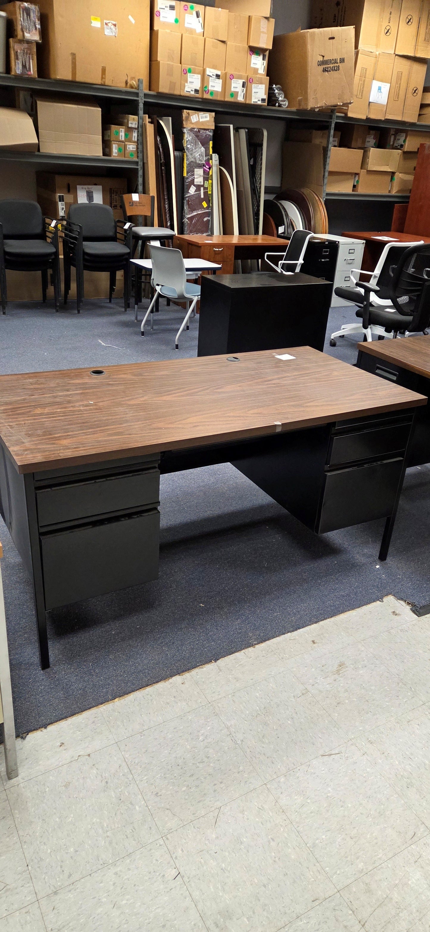 Pre-Owned HON 34000 Series Steel Double Pedestal Desk – 60"W x 30"D- Black