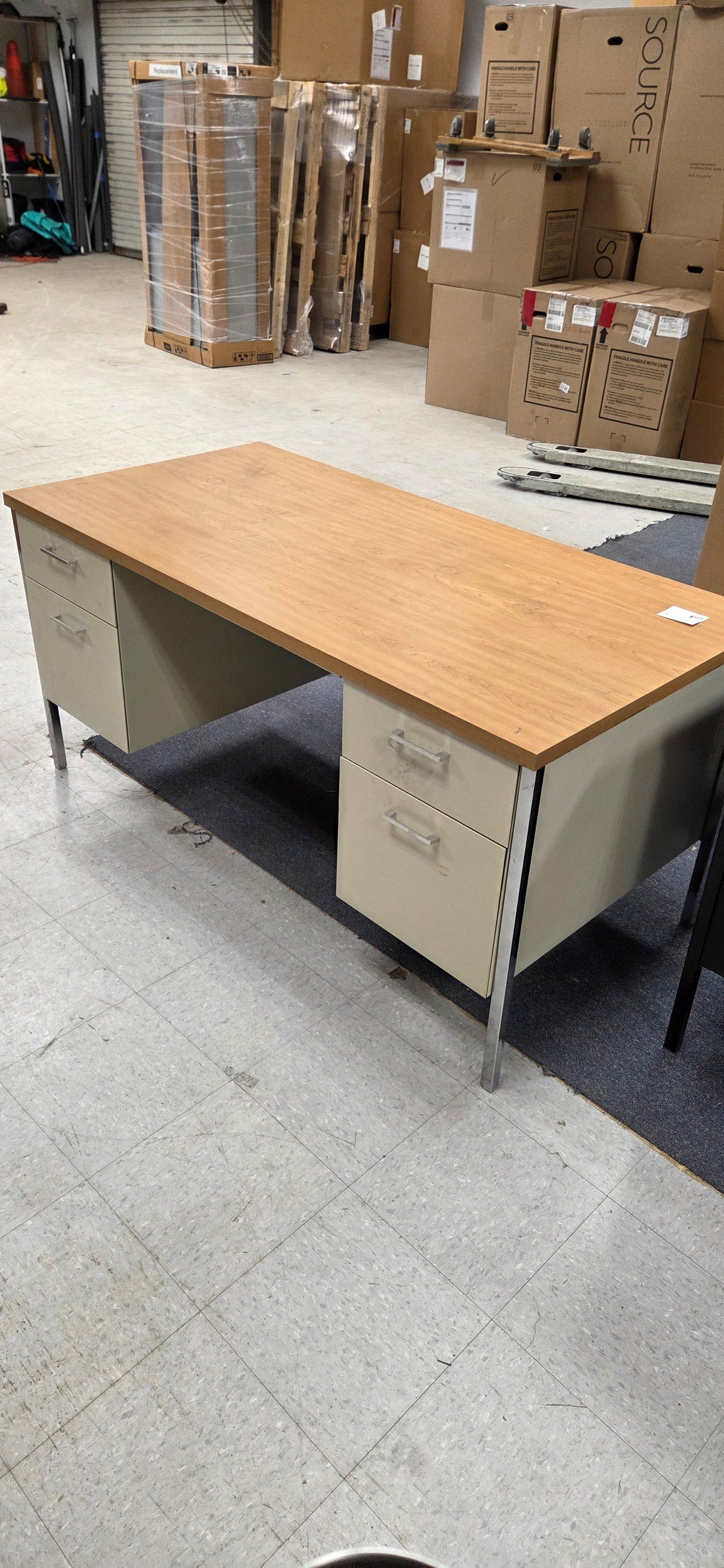Pre-Owned HON 34000 Series Steel Double Pedestal Desk – 60"W x 30"D