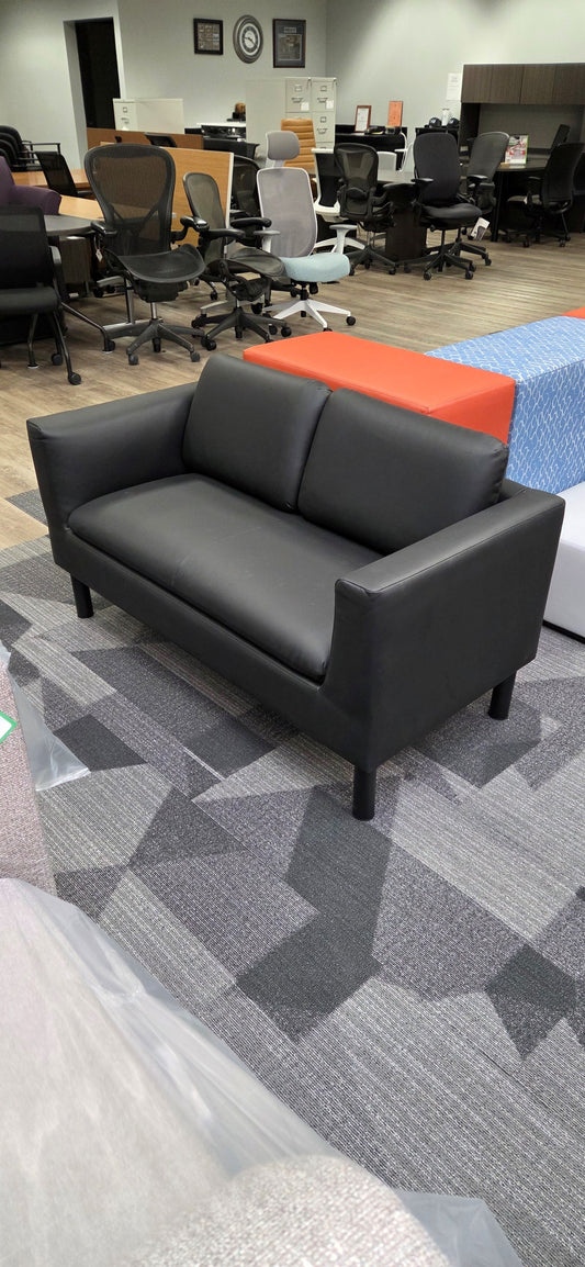 HON Parkwyn Loveseat (2-Seat) | Black Polyurethane with Black Metal Legs