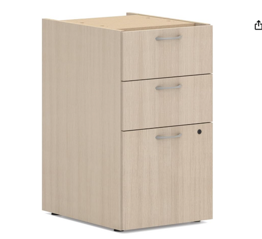 HON Mod Support Pedestal | 2 Box / 1 File Drawer | 15"W x 20"D x 28"H | Desert Oak Finish