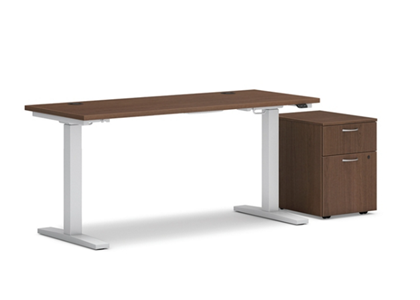 HON Mod 48"W X 24"D Height Adjustable Desk with Mobile Storage