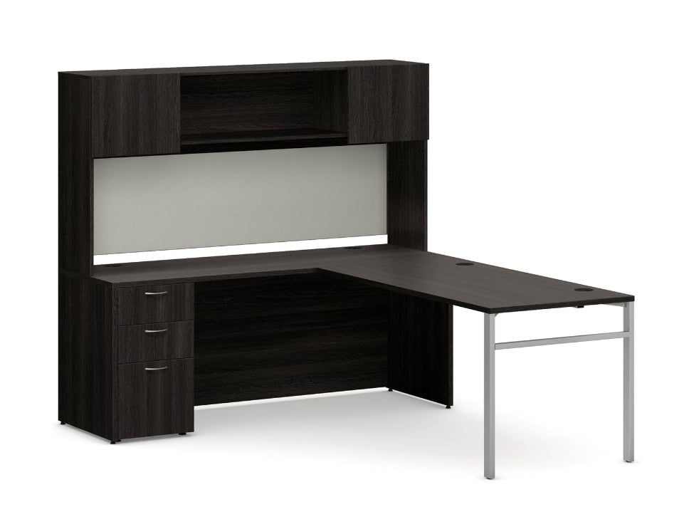 HON Mod L-Station with Hutch – 84"W x 72"D | U-Leg Base