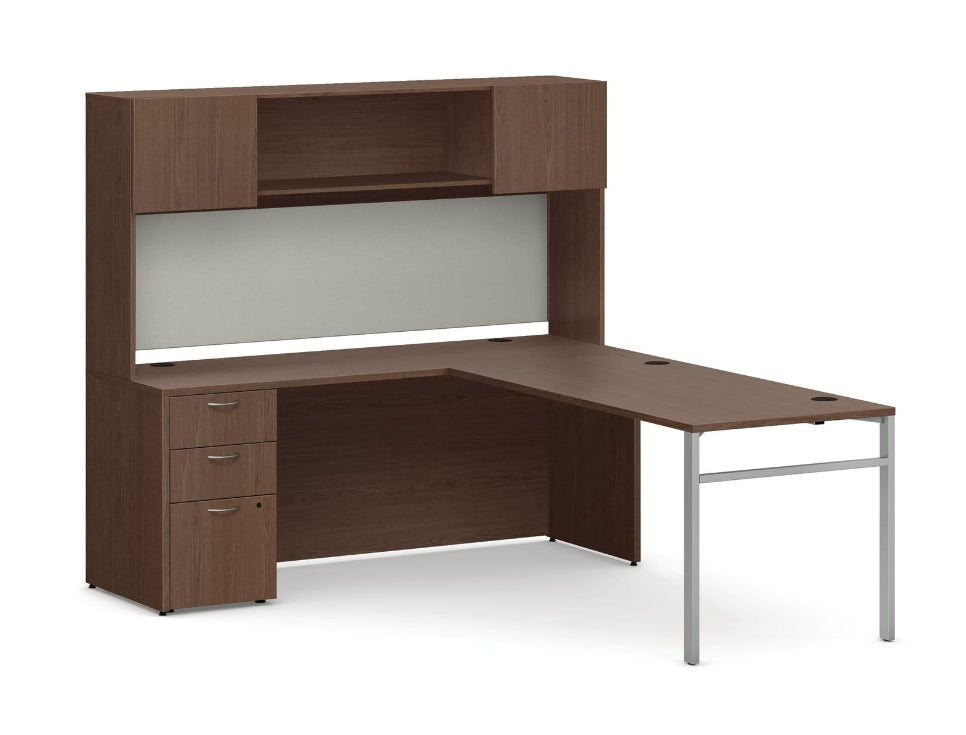HON Mod L-Station with Hutch – 84"W x 72"D | U-Leg Base