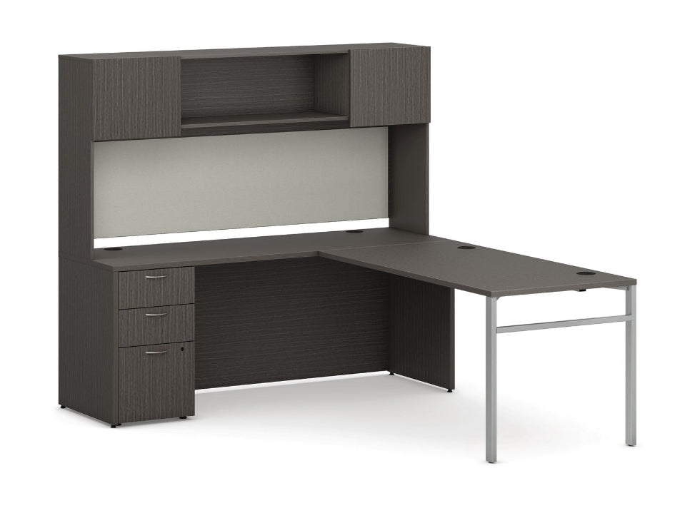 HON Mod L-Station with Hutch – 84"W x 72"D | U-Leg Base