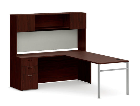 HON Mod L-Station with Hutch – 84"W x 72"D  | U-Leg Base