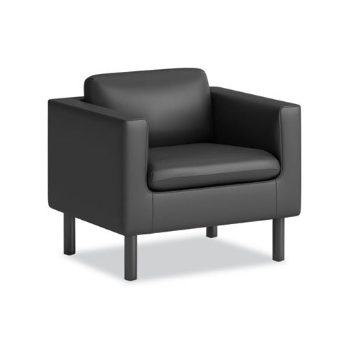 HON Parkwyn Club Chair (Single-Seat) | Black Polyurethane | Black Metal Legs