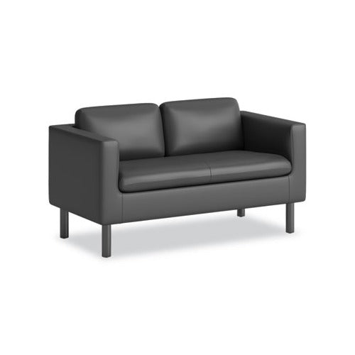 HON Parkwyn Loveseat (2-Seat) | Black Polyurethane | Black Metal Legs
