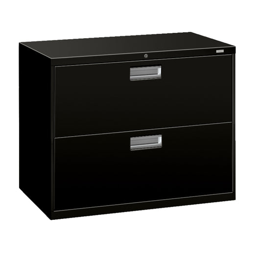 HON Brigade 600 Series Lateral File | 2 Drawers | Aluminum Pull | 36"W | Black Finish
