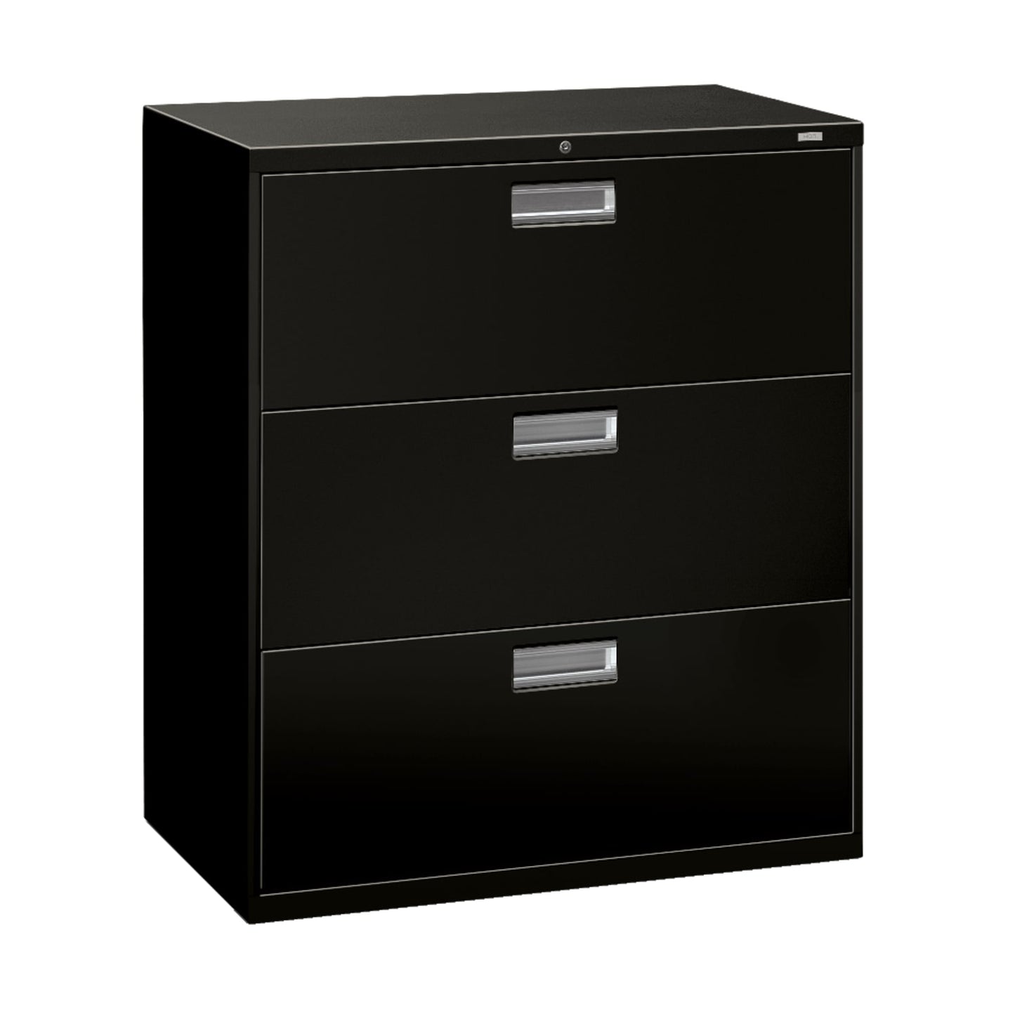 HON Brigade 600 Series Lateral File | 3 Drawers | Aluminum Pull | 36"W | Black Finish