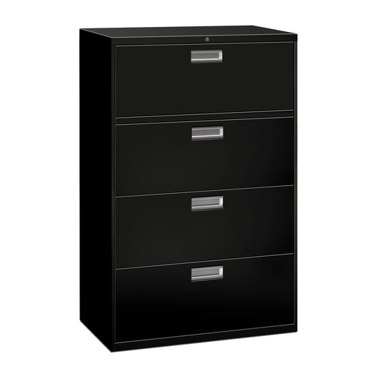 HON Brigade 600 Series Lateral File | 4 Drawers | Aluminum Pull | 36"W | Black Finish