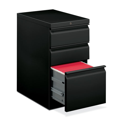 HON Brigade Mobile Pedestal | 2 Box / 1 File Drawers | Full Radius Pull | 15"W x 22-7/8"D x 28"H | Black Finish