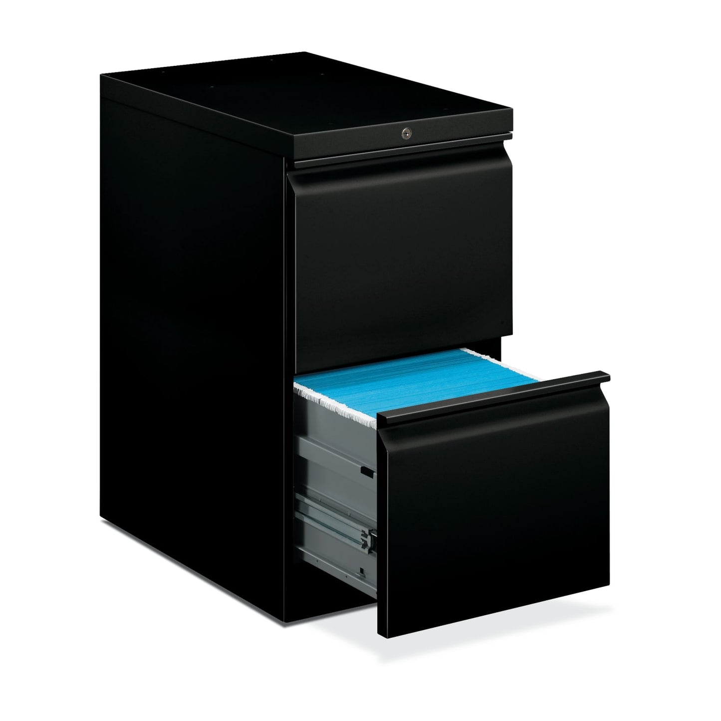 HON Brigade Mobile Pedestal | 2 File Drawers | Full Radius Pull | 15"W x 22-7/8"D x 28"H | Black Finish