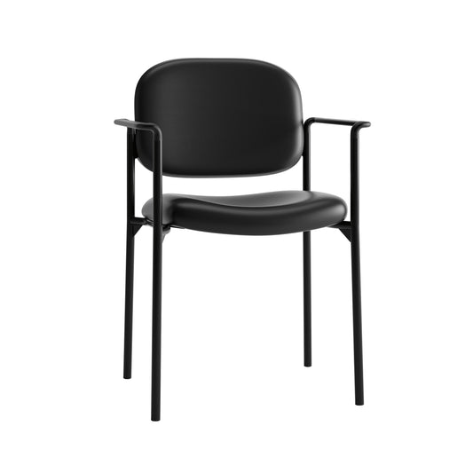 HON Scatter Stacking Guest Chair | Fixed Arms | Black Bonded Leather