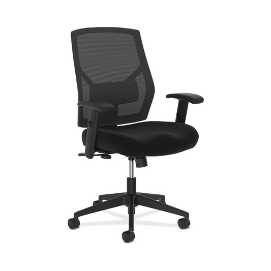 HON Crio High-Back Task Chair | Mesh Back | Adjustable Arms | Adjustable Lumbar | Black Fabric