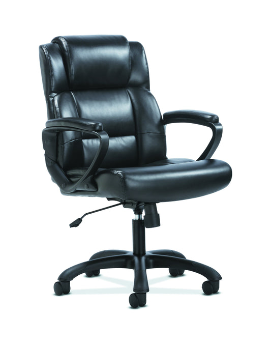 Sadie Mid-Back Executive Chair | Fixed Padded Arms | Black Bonded Leather