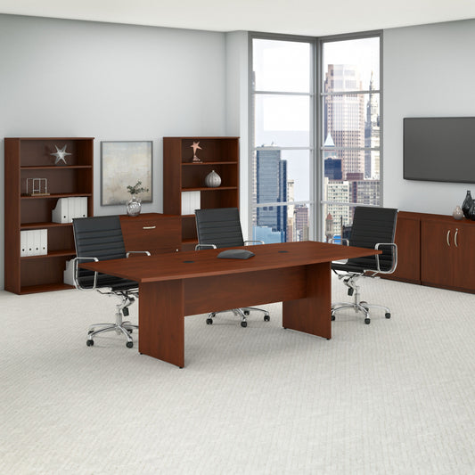 Bush Business Furniture 96W x 42D Boat Shaped Conference Table with Wood Base