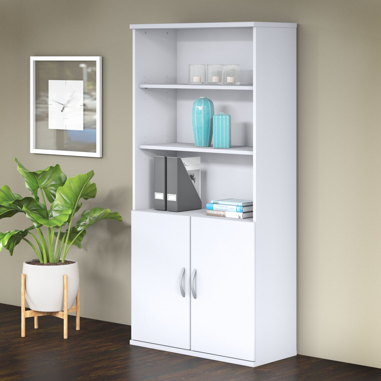 Bush Business Furniture Studio C 5 Shelf Bookcase with Doors