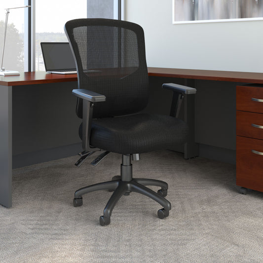 Bush Business Furniture Custom Comfort High Back Multifunction Mesh Executive Office Chair in Black