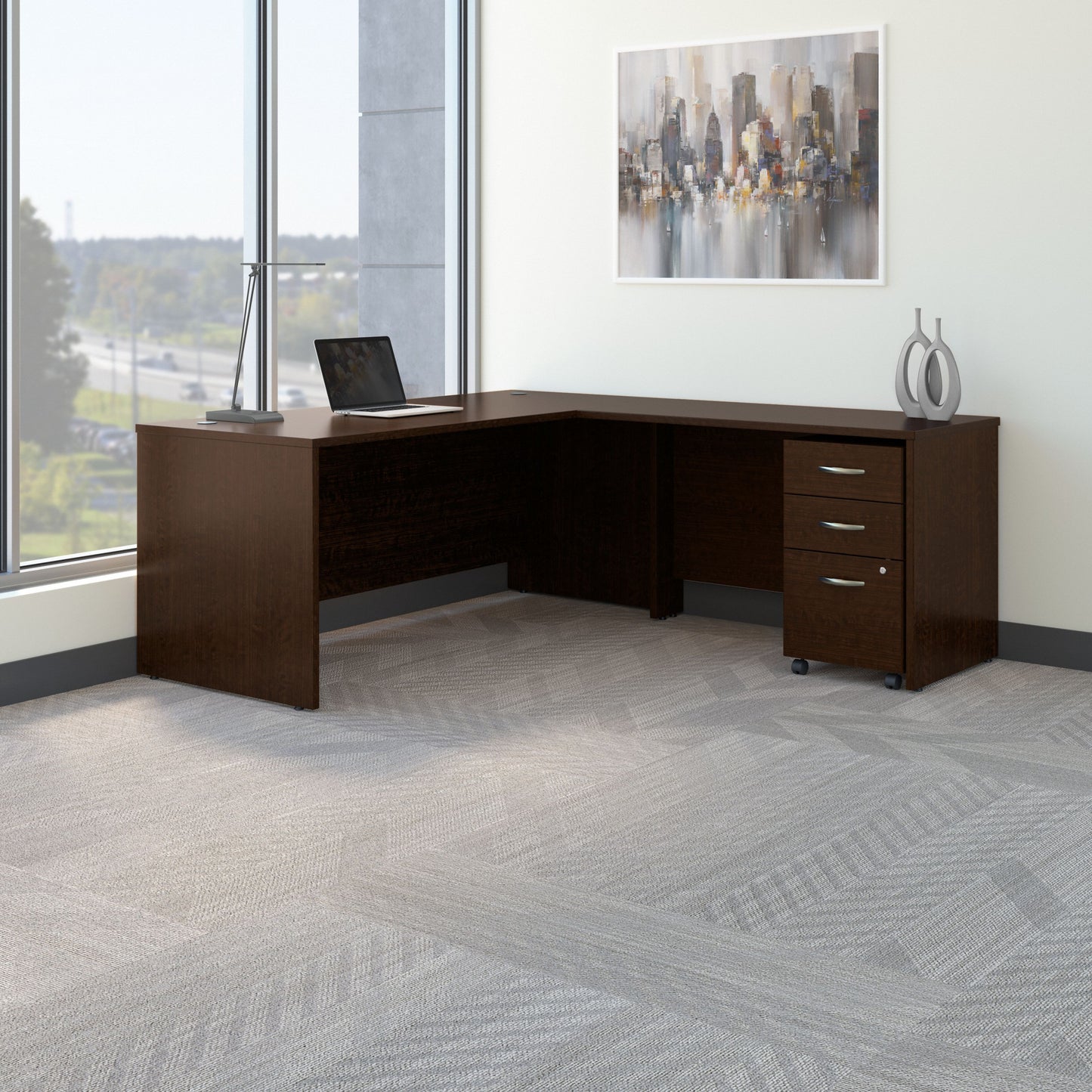 Bush Business Furniture Series C 72W L Shaped Desk with 48W Return and Mobile File Cabinet