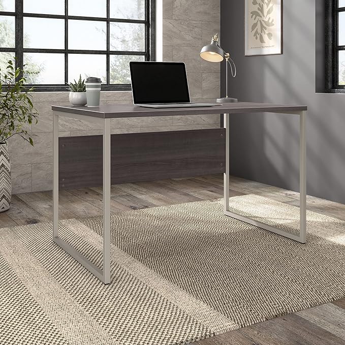 Bush Business Furniture Hybrid 48W x 24D Computer Table Desk with Metal Legs in Storm Gray
