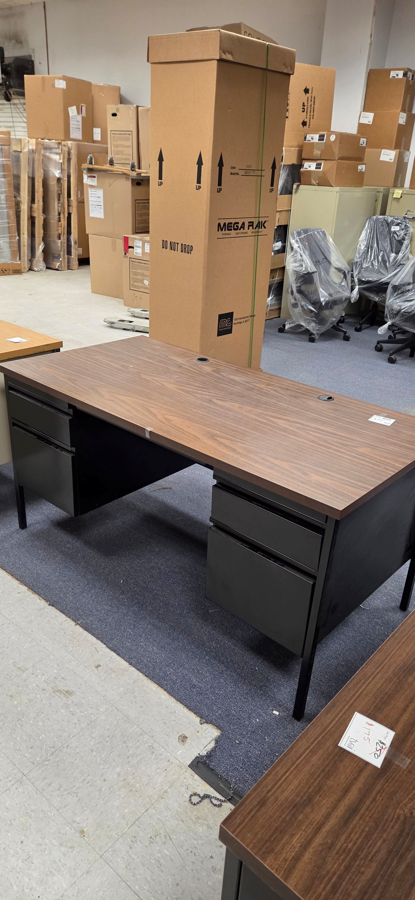 Pre-Owned HON 34000 Series Steel Double Pedestal Desk – 60"W x 30"D- Black