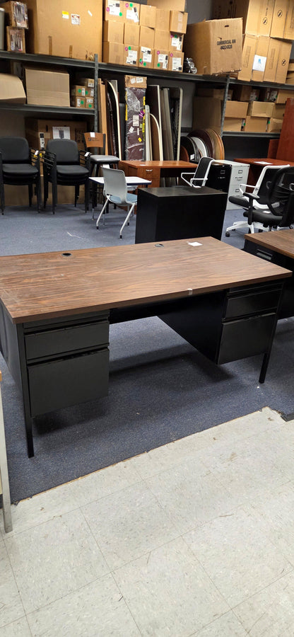 Pre-Owned HON 34000 Series Steel Double Pedestal Desk – 60"W x 30"D- Black