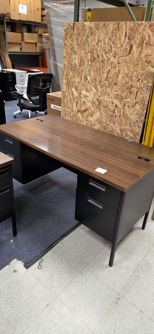 Pre-Owned HON 34000 Series Steel Double Pedestal Desk – 60"W x 30"D- Black