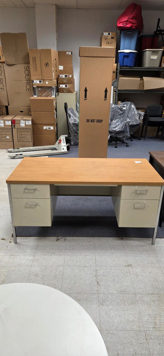 Pre-Owned HON 34000 Series Steel Double Pedestal Desk – 60"W x 30"D