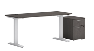 HON Mod 48"W X 24"D Height Adjustable Desk with Mobile Storage