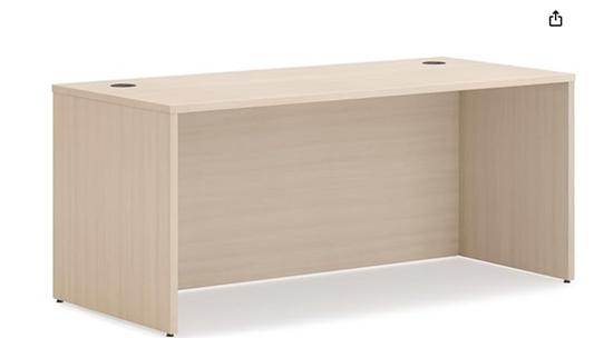 HON MOD Executive Desk 66-Inch Large Computer Desk Shell, Thick Wooden Laminate, Modern Table with Cord Management, 66" W x 30" D x 29" H, Desert Oak