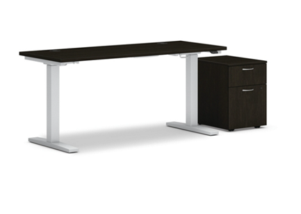 HON Mod 48"W X 24"D Height Adjustable Desk with Mobile Storage