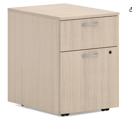 HON MOD 2 Drawer File Cabinet On Wheels, Mobile Pedestal for Filing Cabinets for Home Office, 15" W Portable Storage, Desert Oak