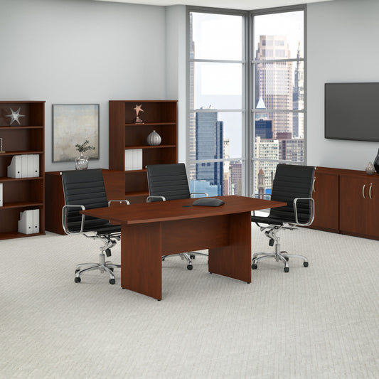 Bush Business Furniture 72W x 36D Boat Shaped Conference Table with Wood Base