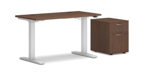 HON Mod 48"W X 24"D Height Adjustable Desk with Mobile Storage