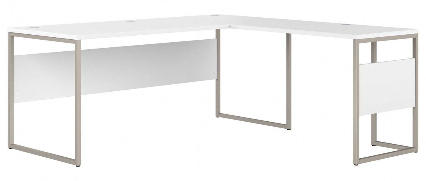Bush Business Furniture Hybrid 72W x 30D L Shaped Table Desk with Metal Legs in White