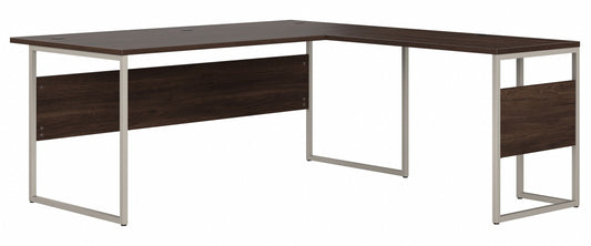 Bush Business Furniture Hybrid 72W x 36D L Shaped Table Desk with Metal Legs in Black Walnut