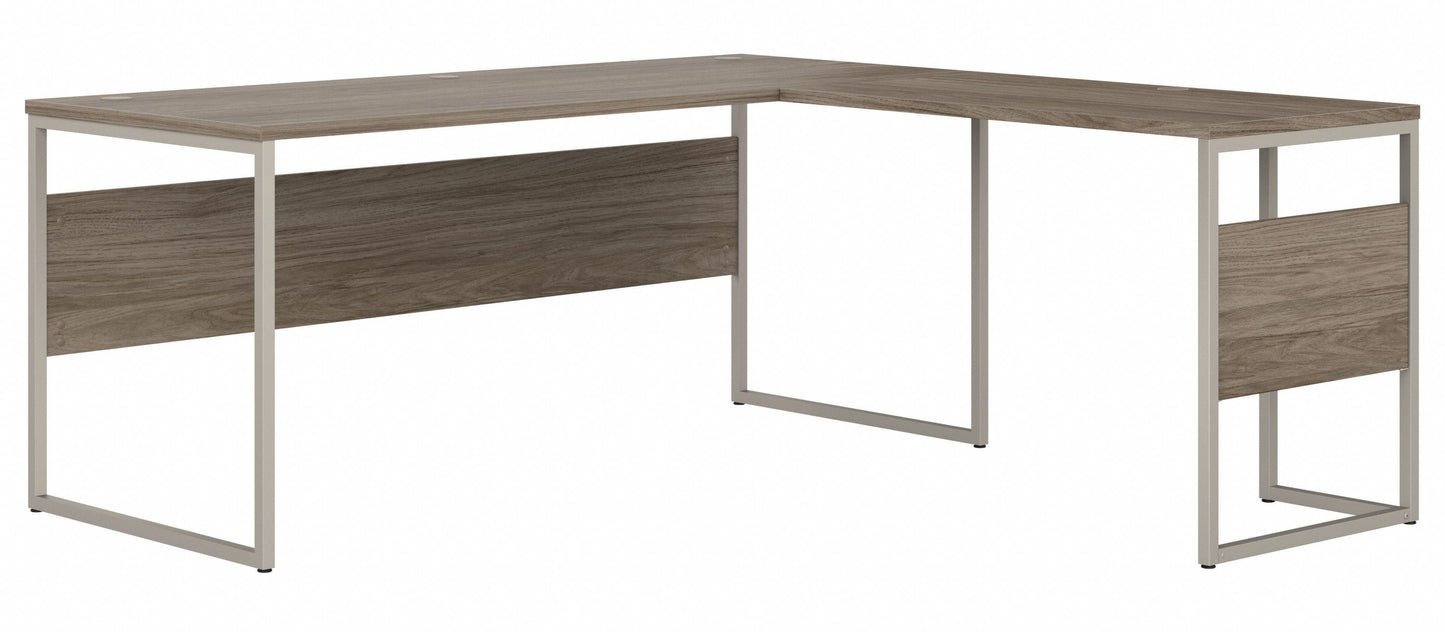 Bush Business Furniture Hybrid 72W x 30D L Shaped Table Desk with Metal Legs in Modern Hickory