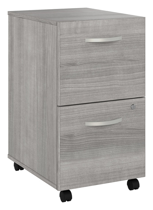 Bush Business Furniture Hybrid 2 Drawer Mobile File Cabinet in Platinum Gray - Assembled