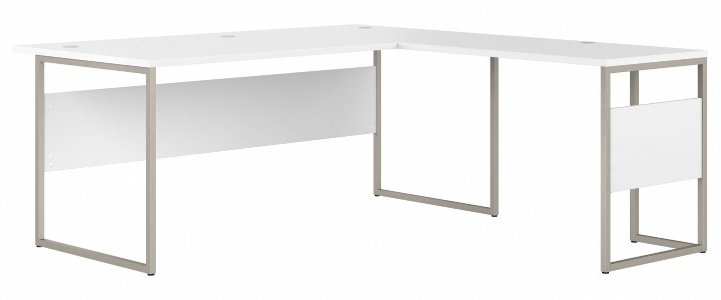 Bush Business Furniture Hybrid 72W x 36D L Shaped Table Desk with Metal Legs in White