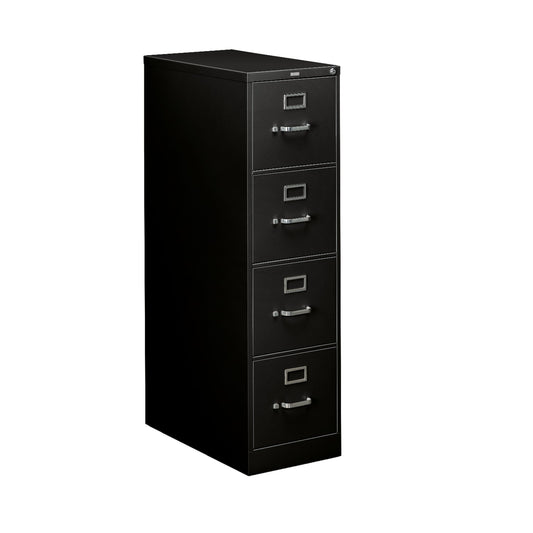 HON 310 Series Vertical File | 4 Drawers | Letter Width | 15"W x 26-1/2"D x 52"H | Black Finish