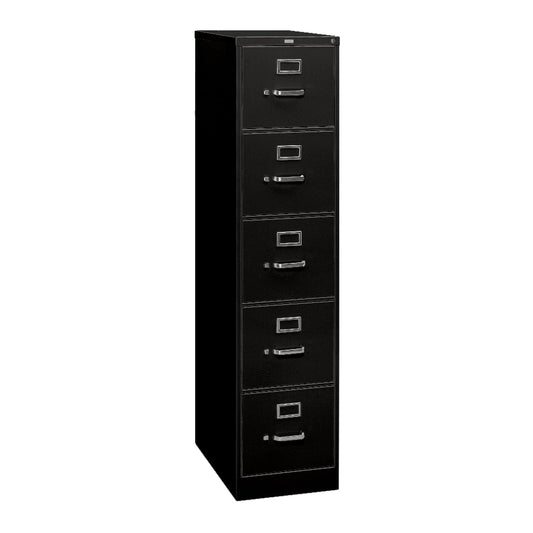 HON 310 Series Vertical File | 5 Drawers | Letter Width | 15"W x 26-1/2"D x 60"H | Black Finish
