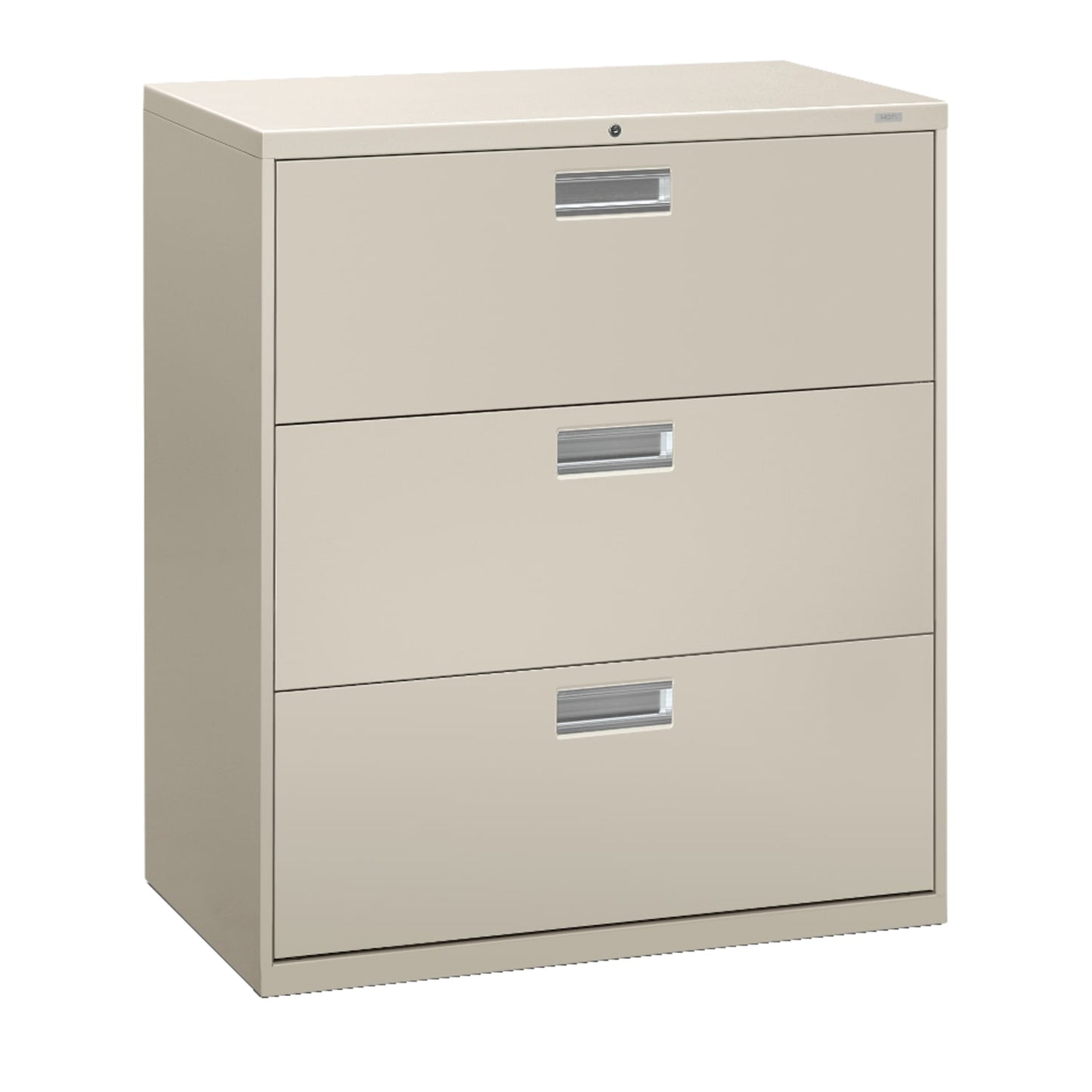 HON Brigade 600 Series Lateral File | 3 Drawers | Aluminum Pull | 36"W | Light Gray Finish