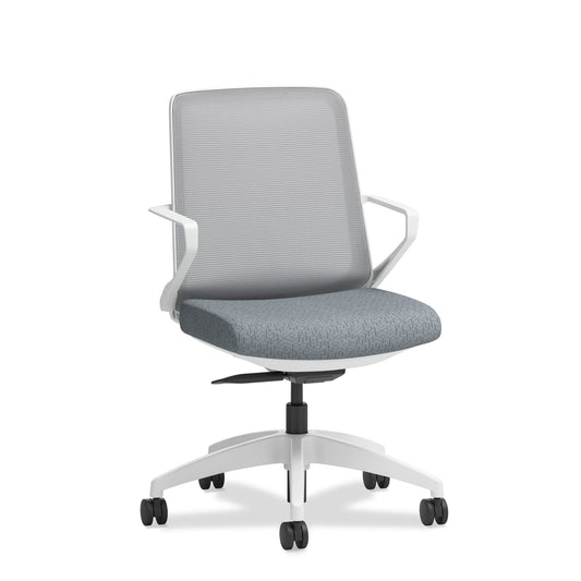 HON Cliq Office Chair | Fog Mesh Back | Synchro-Tilt | Basalt Seat Fabric | Designer White Frame
