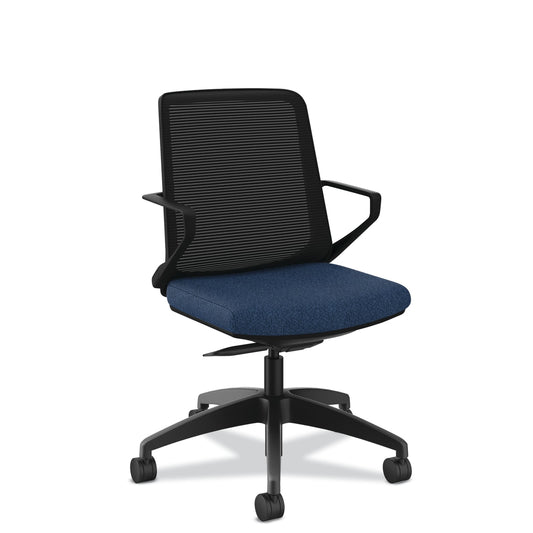 HON Cliq Office Chair | Black Mesh Back | Synchro-Tilt | Navy Seat Fabric | Black Frame