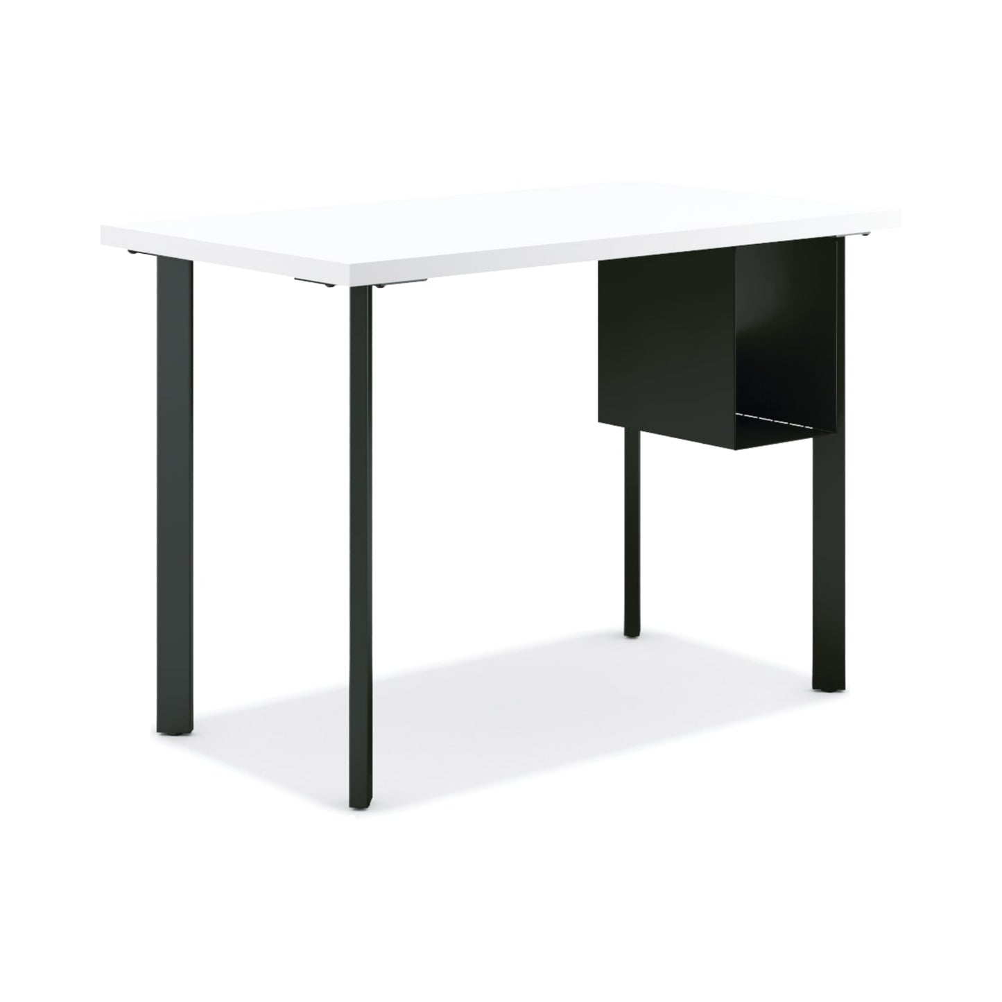 HON Coze Table Desk | U-Storage | 48"W x 24"D | Designer White Laminate | Black Leg Finish