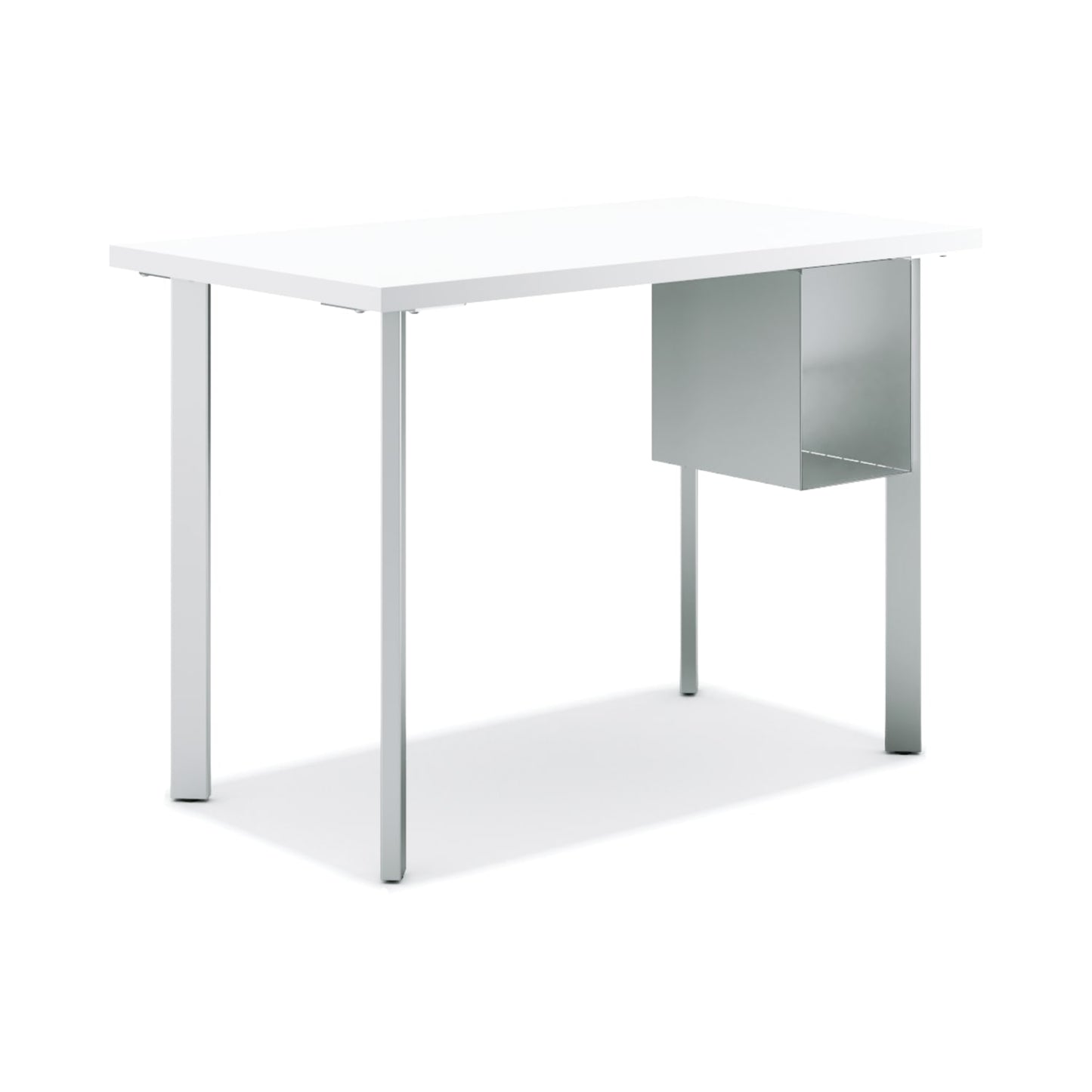 HON Coze Table Desk | U-Storage | 48"W x 24"D | Designer White Laminate | Silver Leg Finish