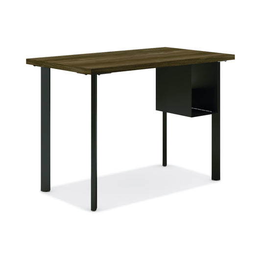 HON Coze Table Desk | U-Storage | 48"W x 24"D | Florence Walnut Laminate | Black Leg Finish