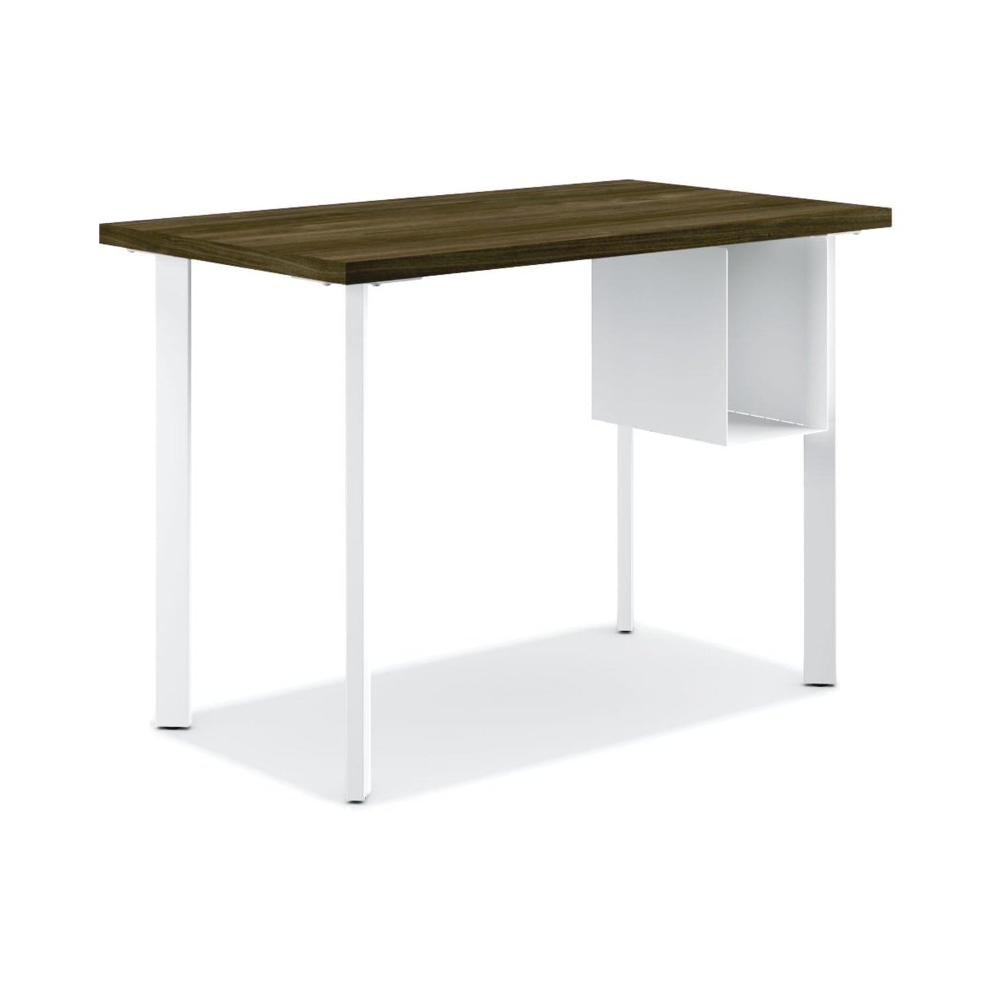 HON Coze Table Desk | U-Storage | 48"W x 24"D | Florence Walnut Laminate | Designer White Leg Finish